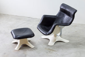 "Karuselli" lounge chair and foot stool by Yrjö Kukkapuro