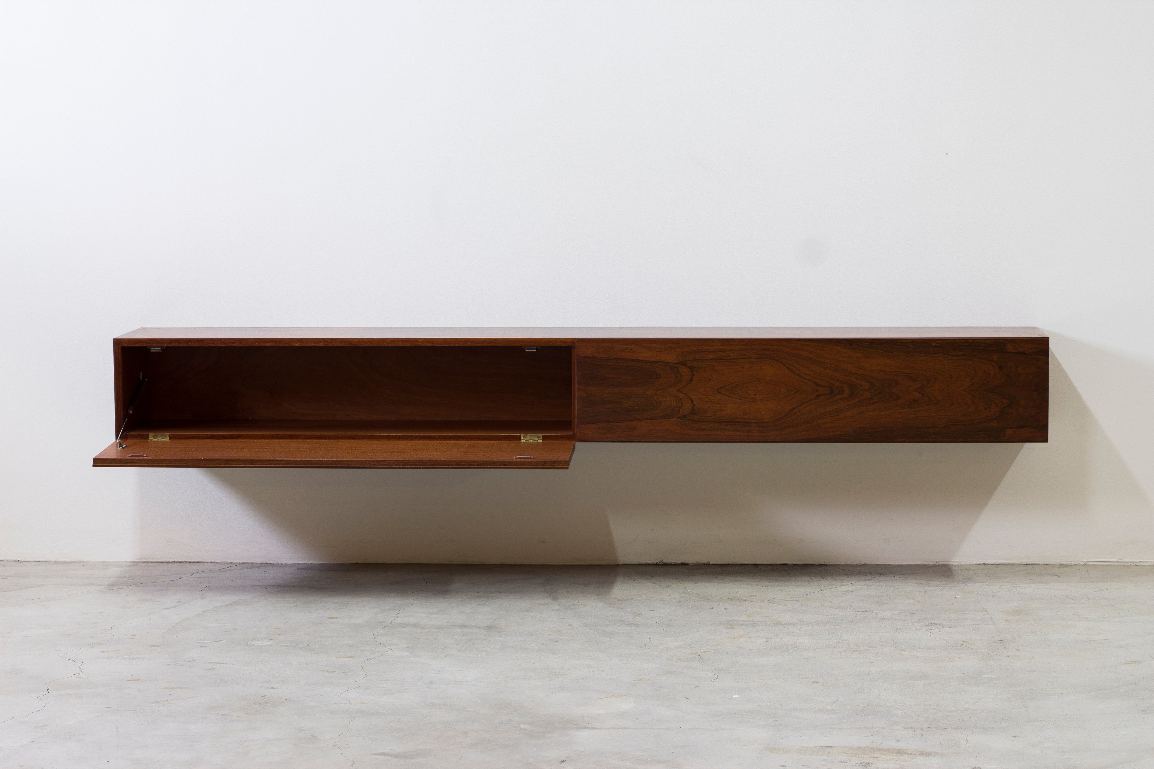 SOLD - Danish 1960s Wall mounted sideboard in rosewood no.1