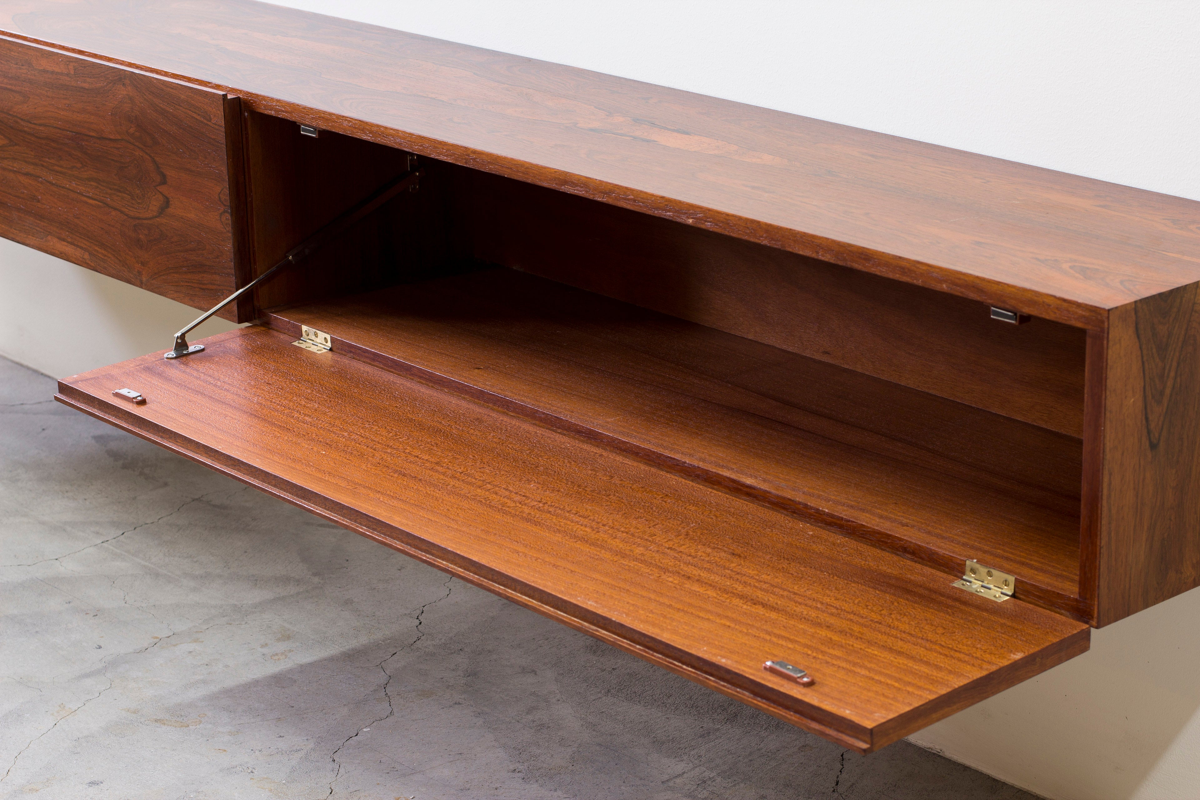 SOLD - Danish 1960s Wall mounted sideboard in rosewood no.1