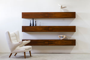 SOLD - Danish 1960s Wall mounted sideboard in rosewood no.2