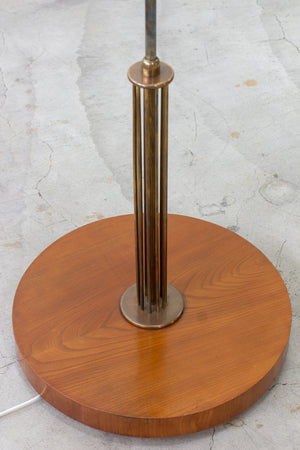 Swedish modern brass and elm floor lamp