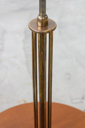 Swedish modern brass and elm floor lamp