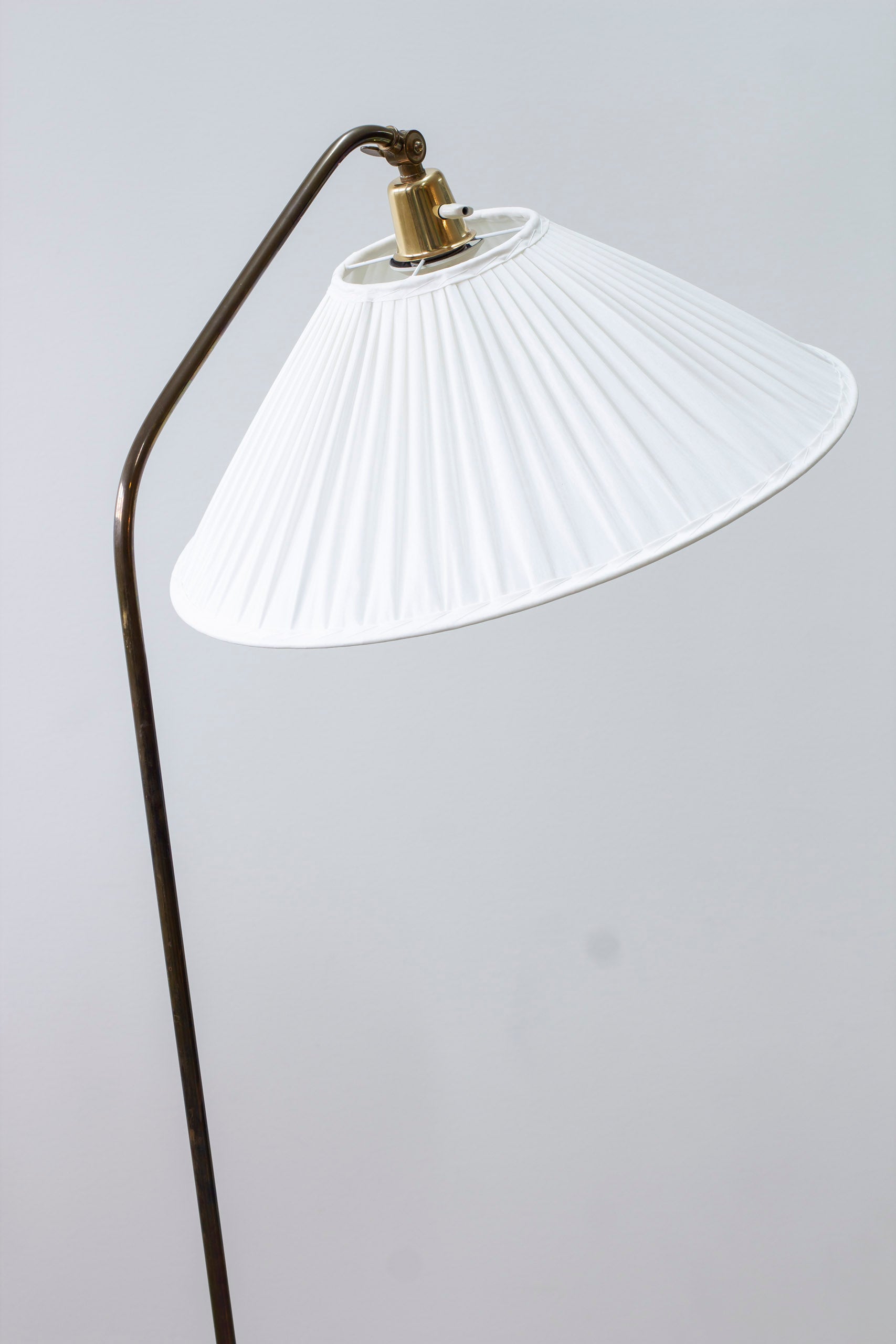 Swedish modern brass and elm floor lamp