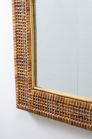 1950s cane weave mirror