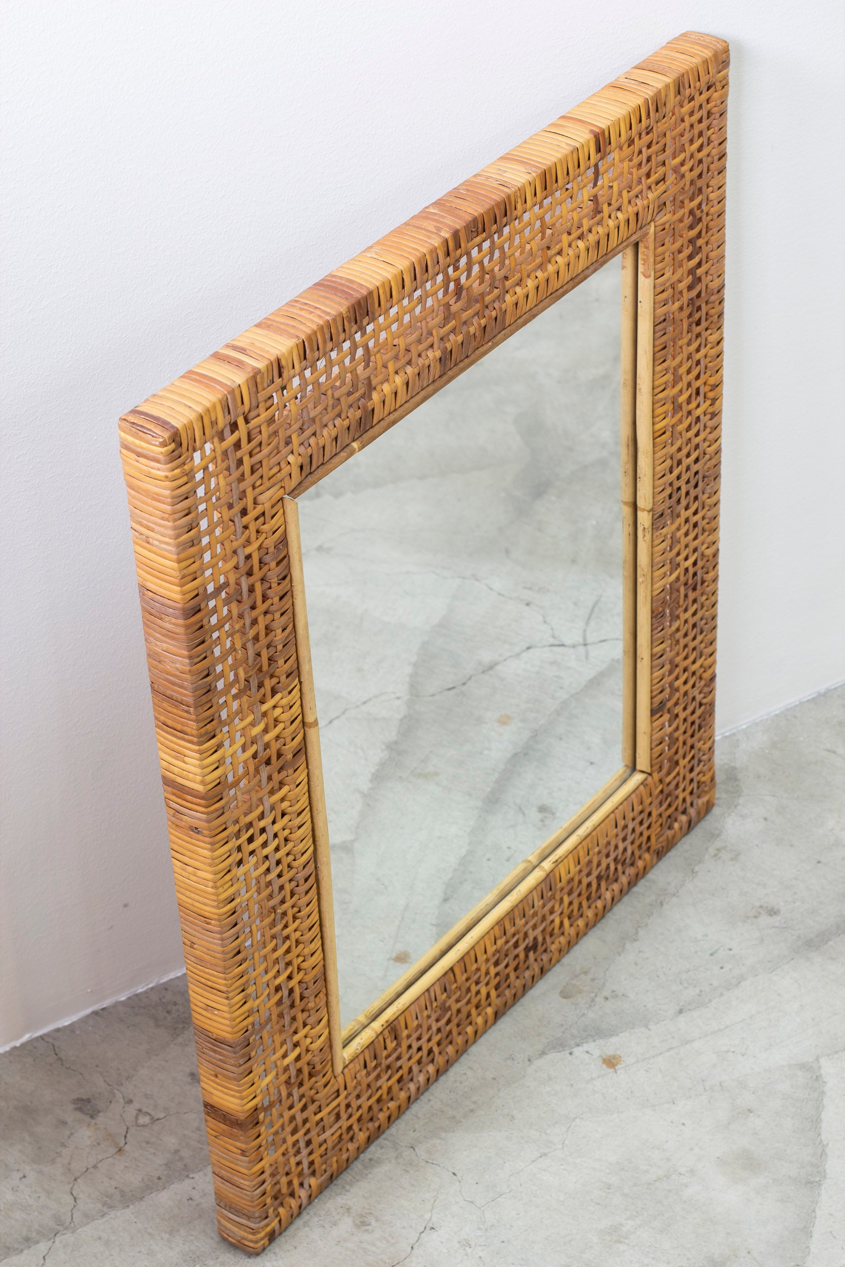 1950s cane weave mirror