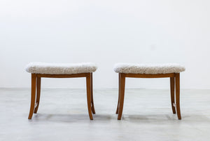 Swedish modern stools with sheepskin