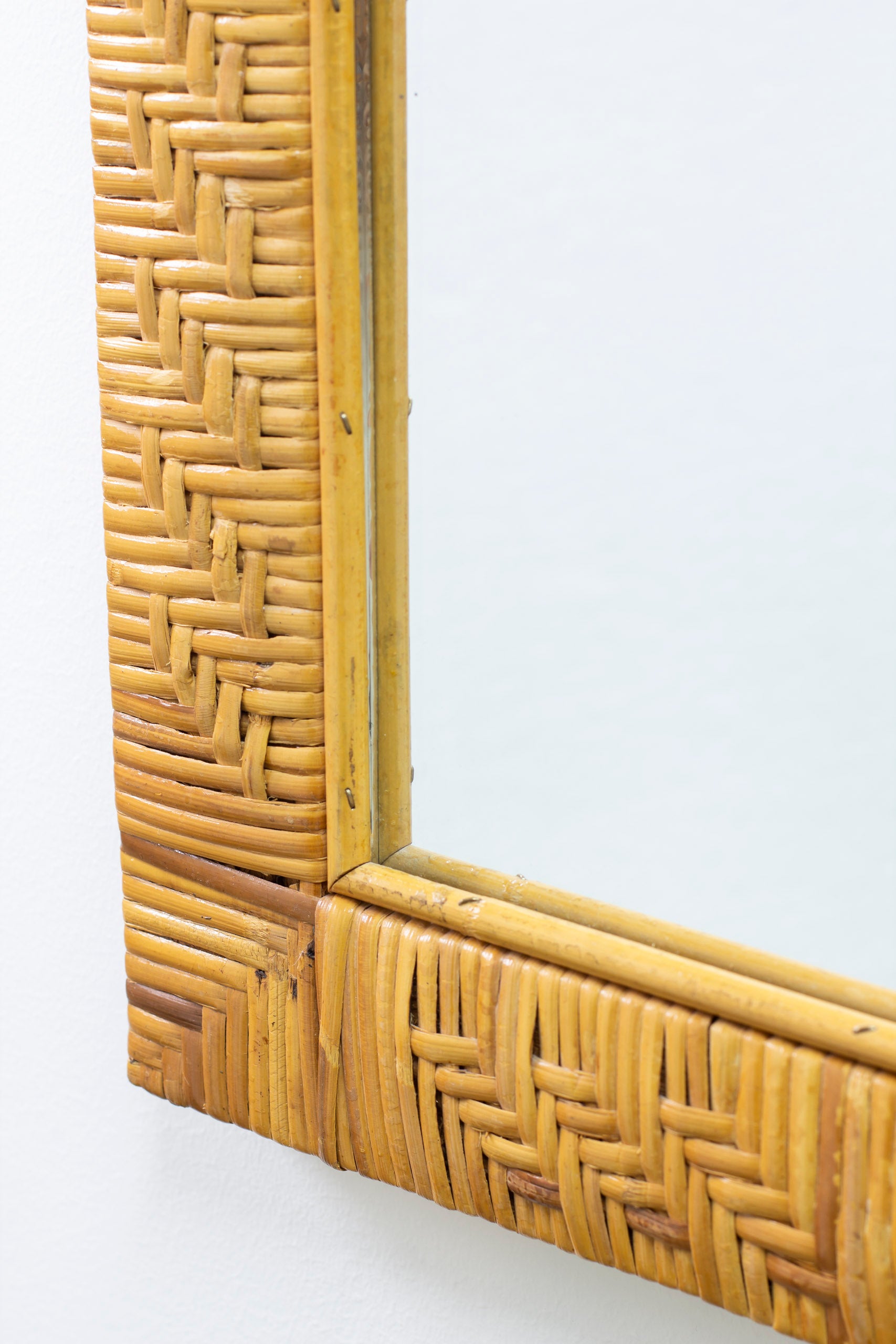 SOLD - 1950s Rattan Mirror Made in Finland no. 2