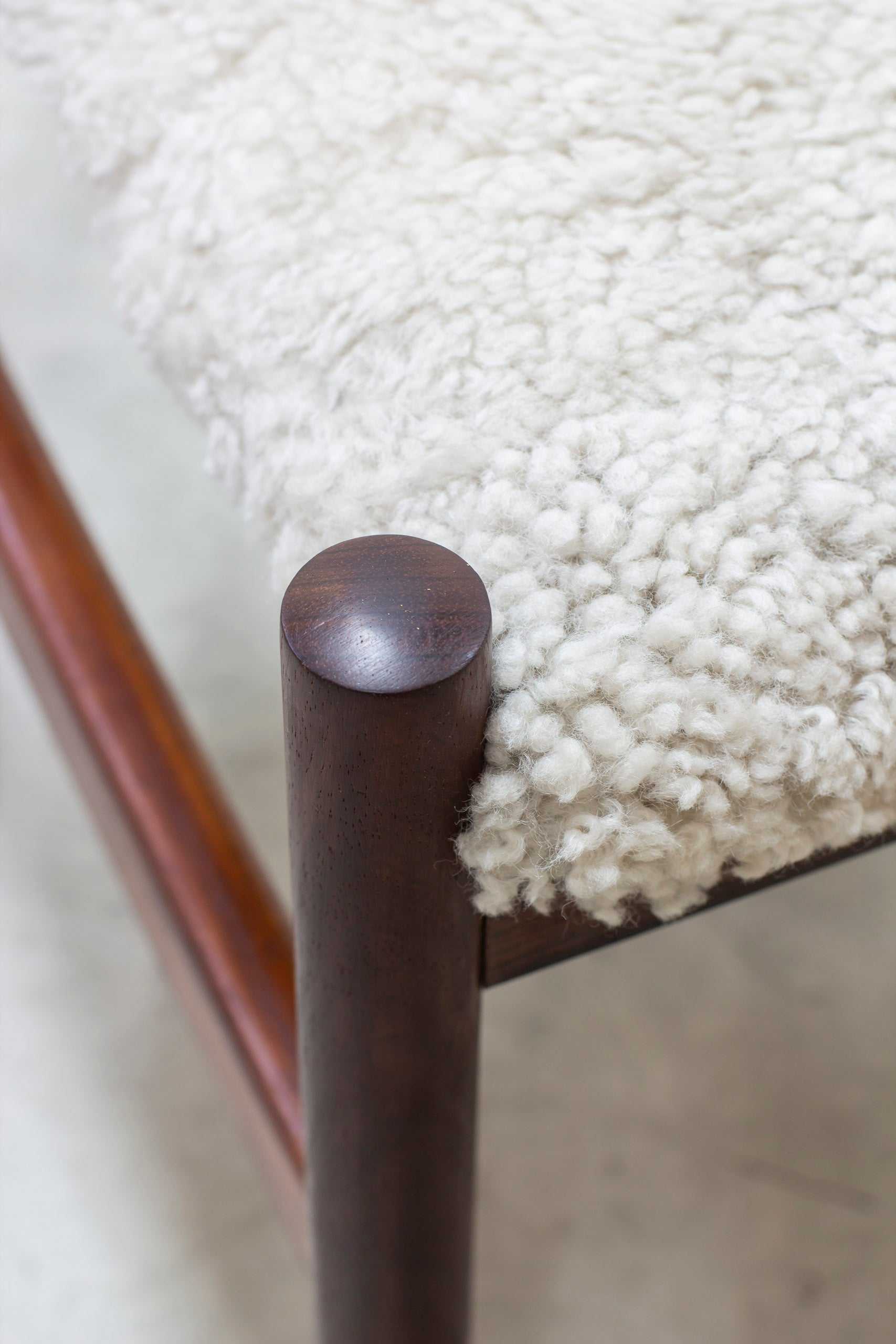 Pair of stools with sheepskin by Hugo Frandsen