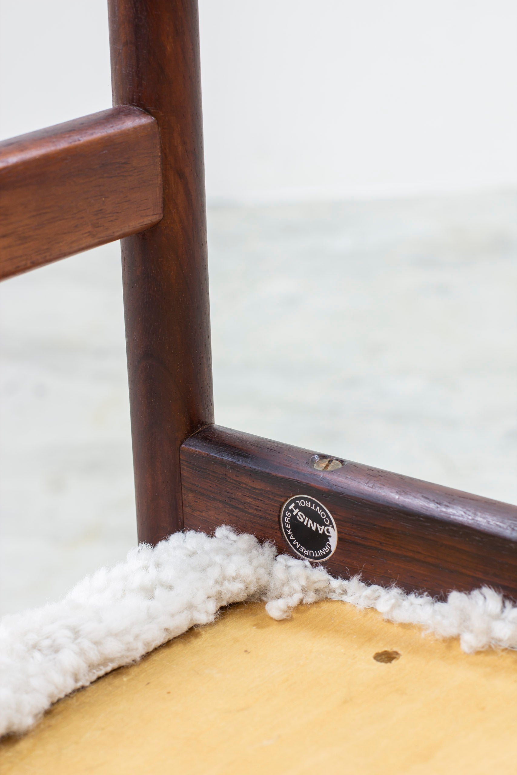 Pair of stools with sheepskin by Hugo Frandsen