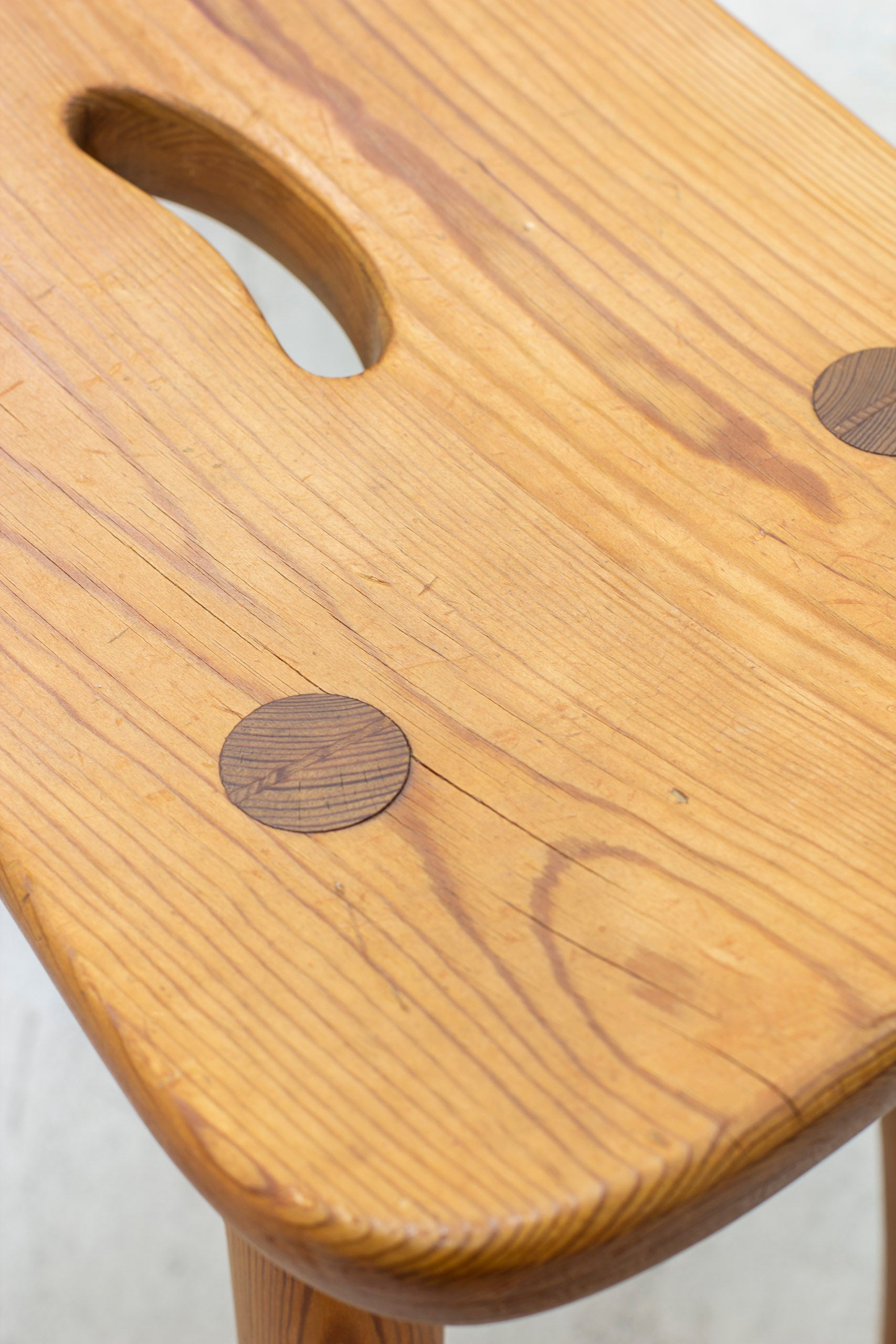 Pair of pine stools by Torsten Claesson