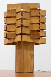 Pine table lamp in the manner of Bengt Lindroos