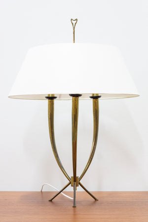 Mid century brass tripod table lamp