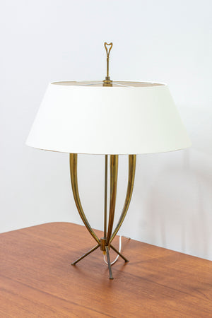 Mid century brass tripod table lamp