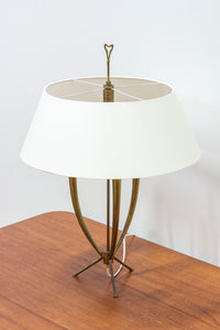 Mid century brass tripod table lamp