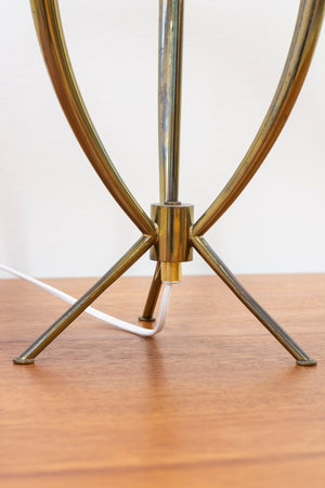 Mid century brass tripod table lamp