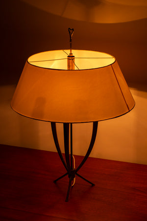 Mid century brass tripod table lamp